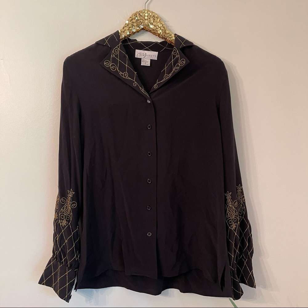 Vintage Diane von Furstenberg Silk Embroidered Blouse DVF